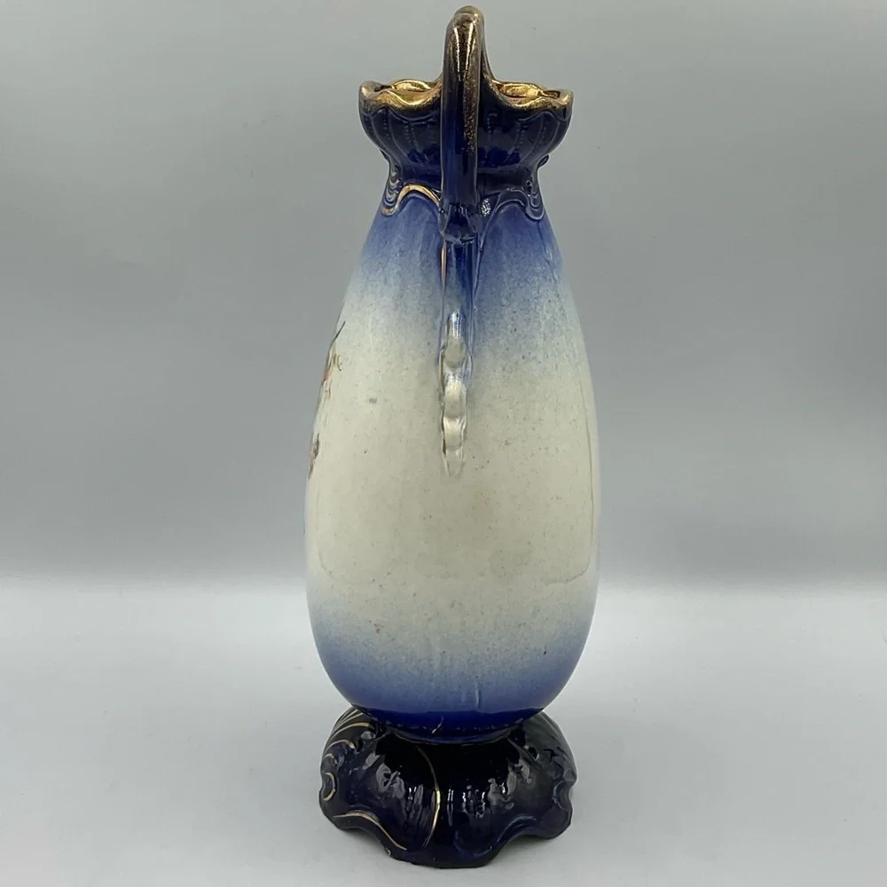 Antique Style Cobalt Blue & Gold Art Nouveau/Rococo Revival Vase
